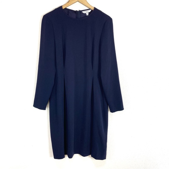 L.K. Bennett Jessica Navy Blue‎ Dress Long Sleeve Knee Length Women’s Sz 12 - Picture 5 of 6